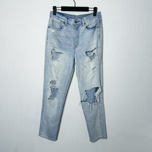 American Eagle mom jean distressed denim jeans blue 6 short